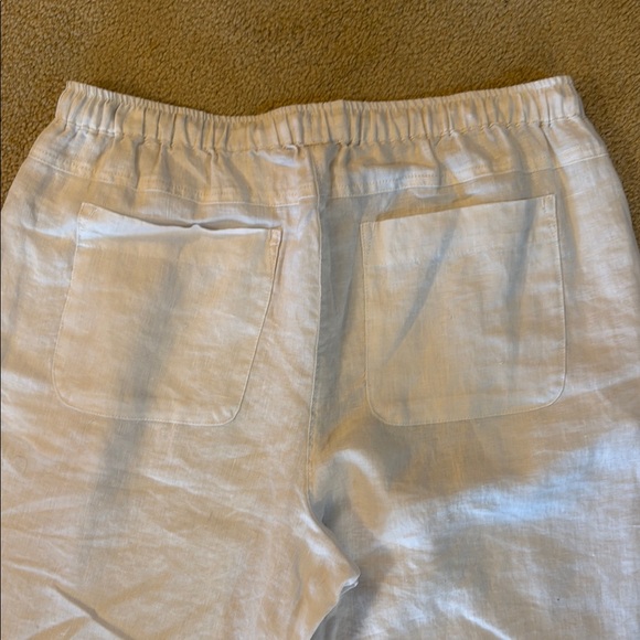 Saint Tropez West Linen White Wide Leg Lace Trim Pants - Picture 7 of 8